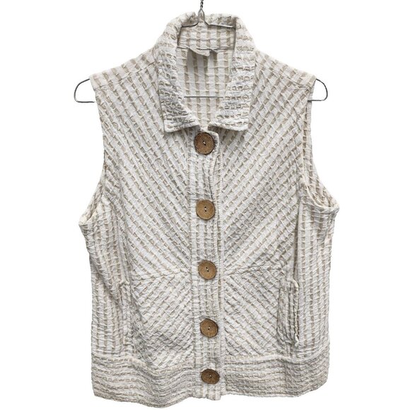 Women's Cream Textured Vest - Picture 1 of 7